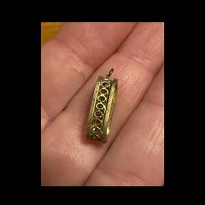 Vintage Brass Egyptian Style Pendant Intricate Filigree 1/2”